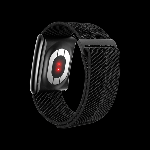 NOW Band Black - underside showing optical heart rate and SpO2 sensor array