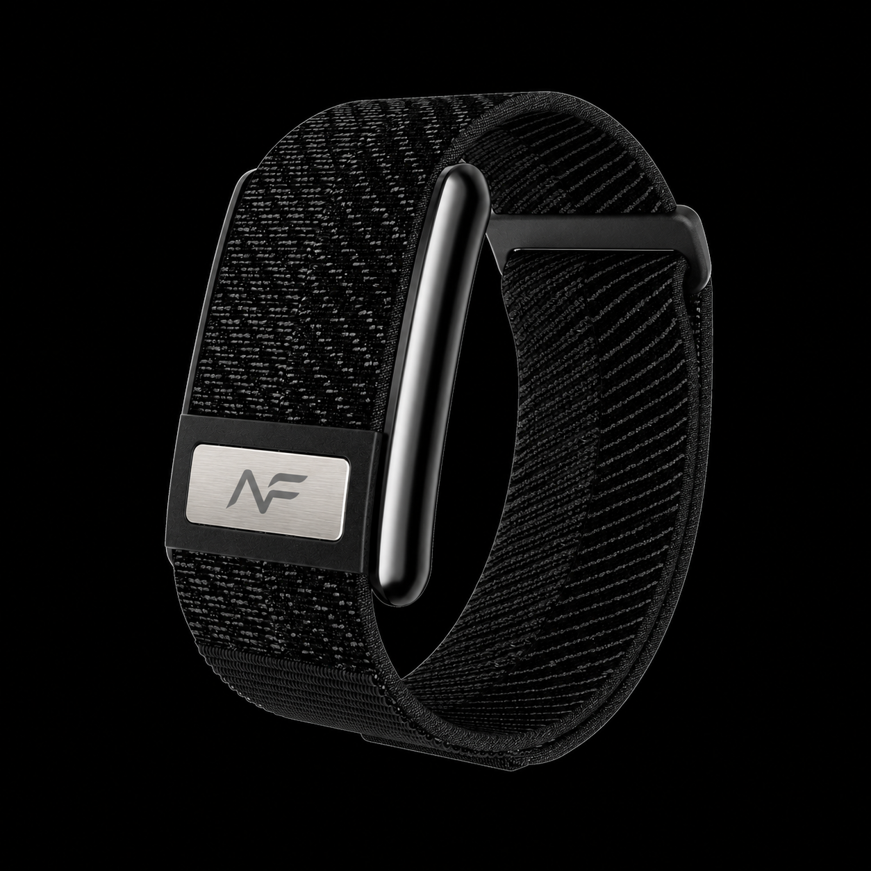 NOW Band - black nylon loop fitness band with NF logo